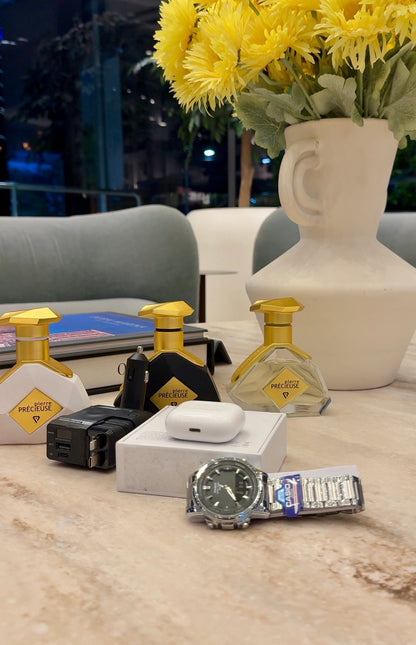Combo offer , perfume,watch,car charger,earbud